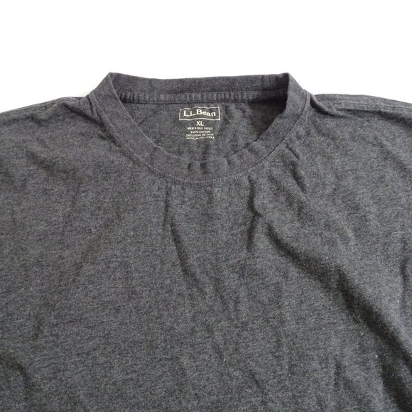 LL Bean Mens Long Sleeve Charcoal Gray Crewneck T-Shirt Size XL Classic Everyday - Picture 2 of 9